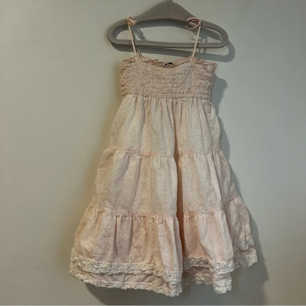 Baby Gap Pink Tiered Lace Dress 12-18M Smocked Spaghetti Straps